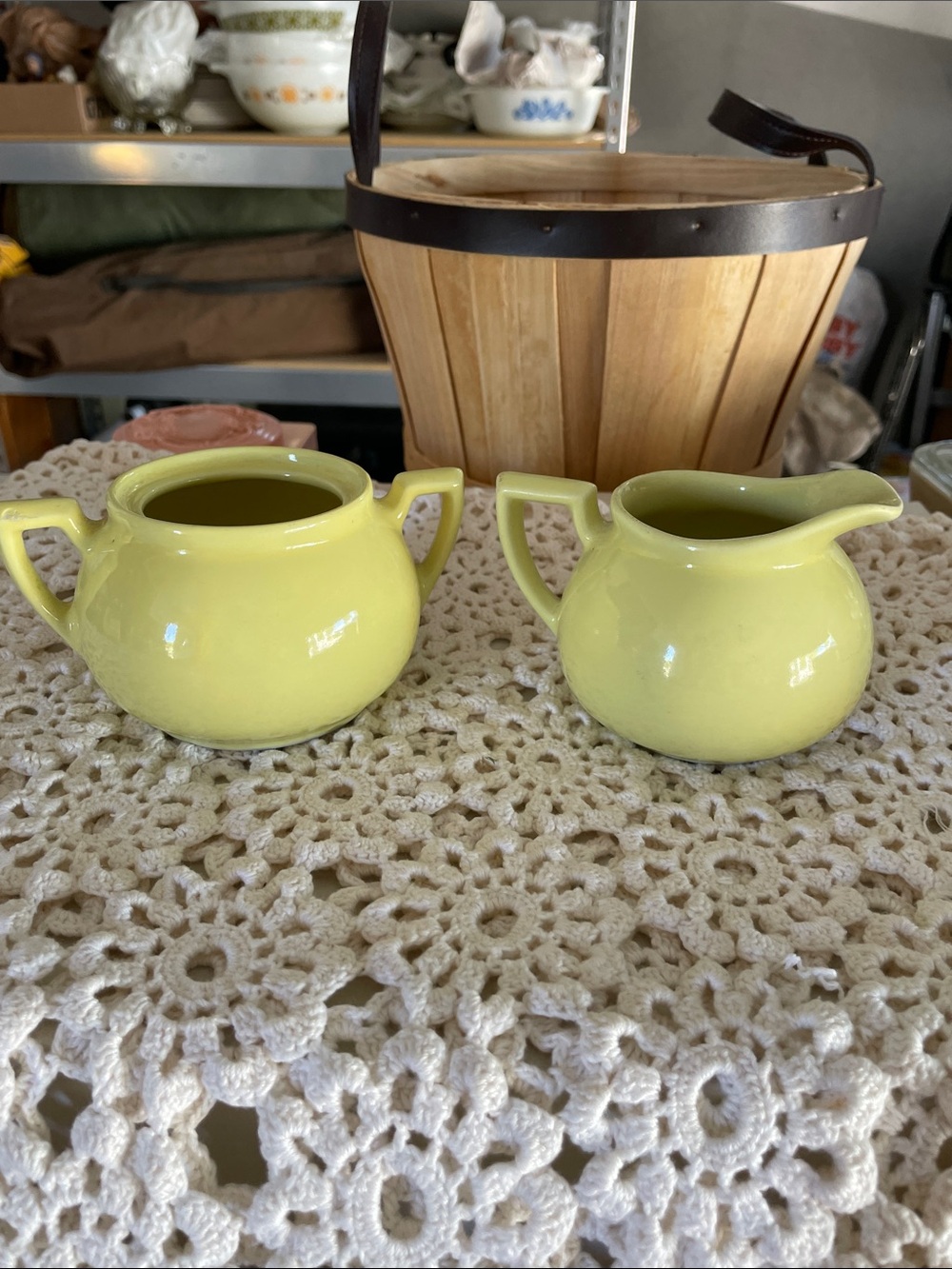 Vintage Lipton Tea Yellow Ceramic Creamer and Sugar Set - Home Dining